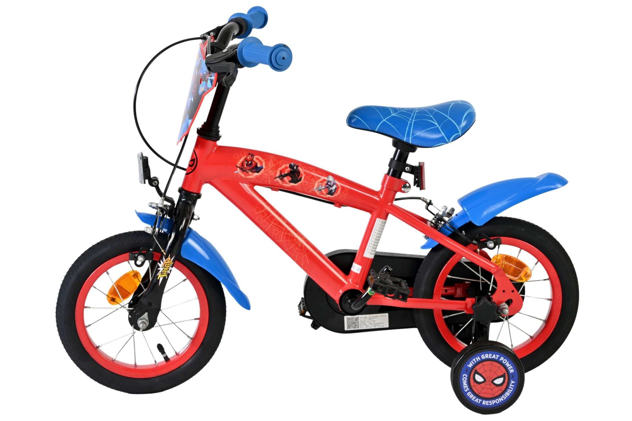 Spider-Man Children's Bicycle 12 Inch - Blue/Red - Two Hand Brakes