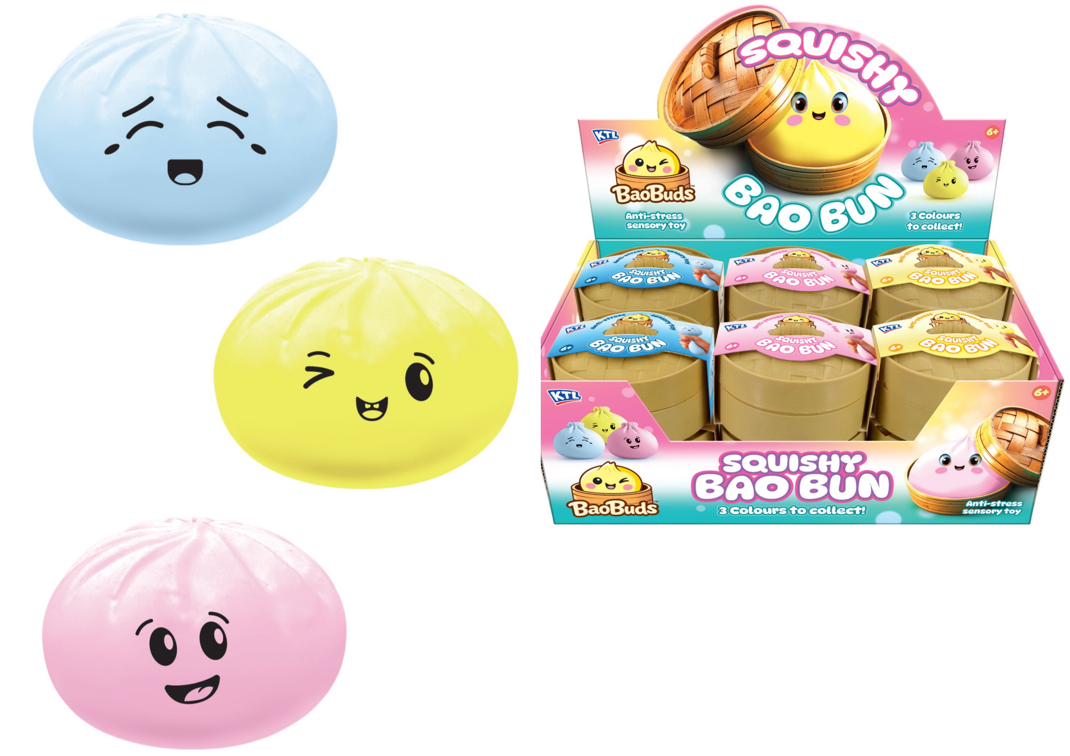 Bao Buds Squishy Dumpling Bao Bun In Dumpling Case - 3 Colours Assorted