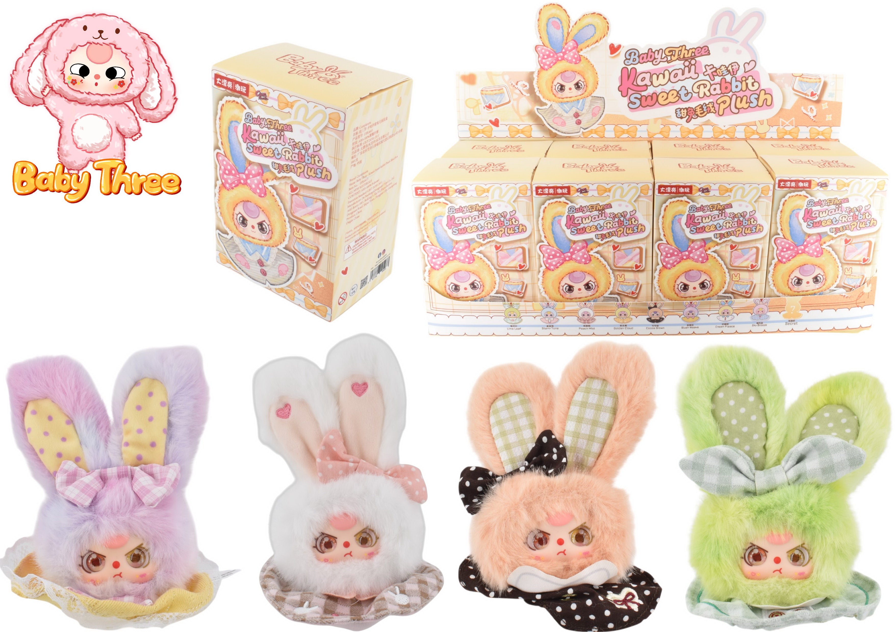 Baby Three Kawaii Sweet Rabbit Plush Blind Box