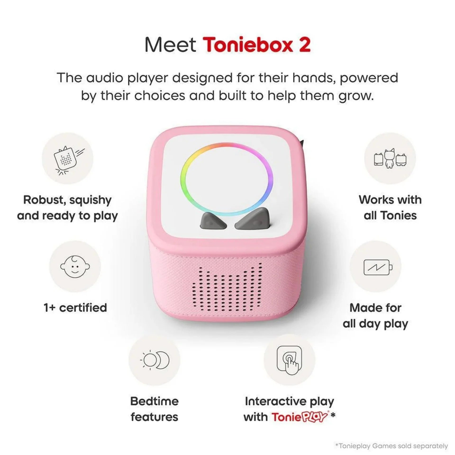 Toniebox 2 Box Cloud Pink With Disney Frozen Elsa And Play Controller