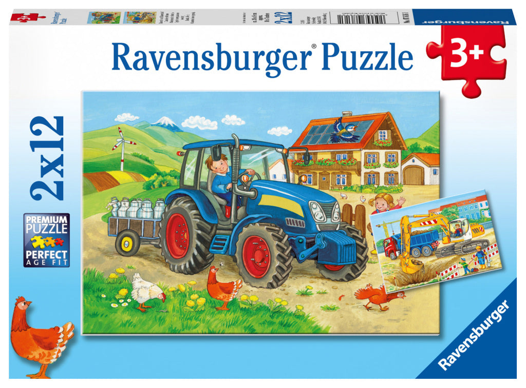 Ravensburger Hard At Work 2X 12 Piece Jigsaw Puzzle Story Game