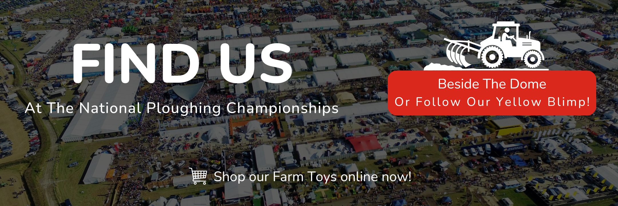 Promotional banner for National Ploughing Championships with tractor icon and text.