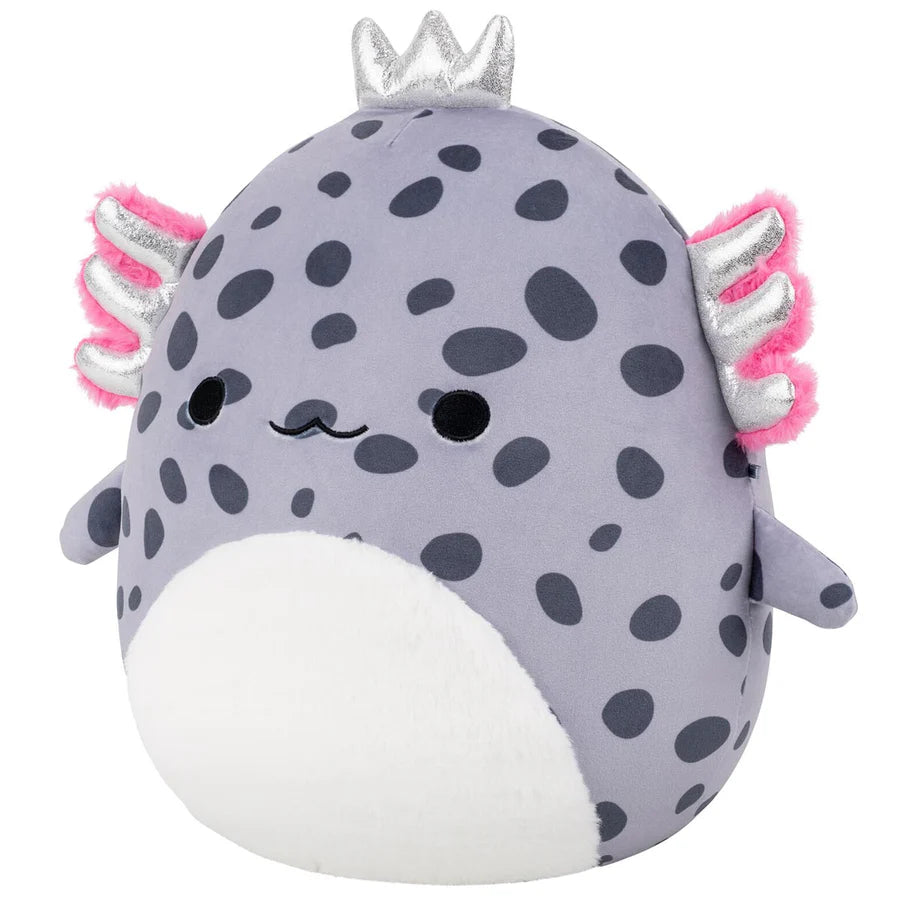 Original Squishmallows 12-Inch Avana The Spotted Axolotl With Silver Crown