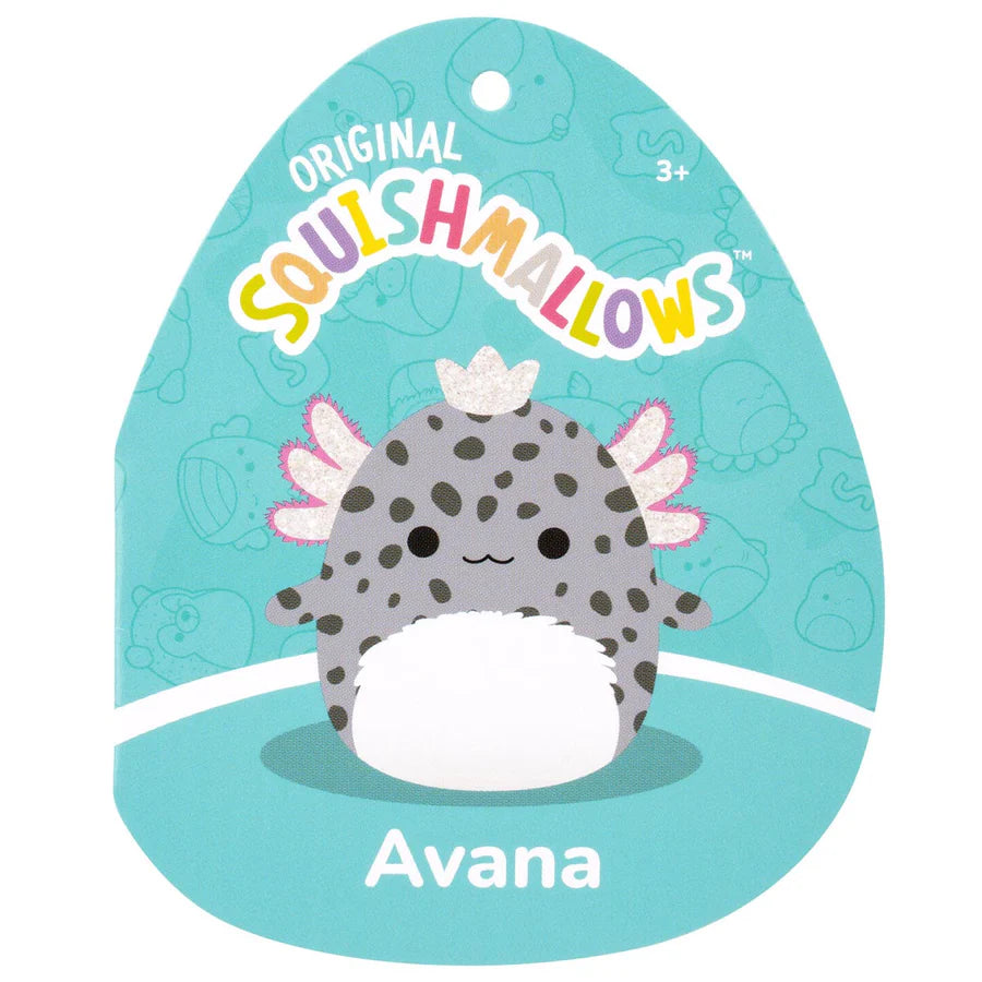 Original Squishmallows 12-Inch Avana The Spotted Axolotl With Silver Crown