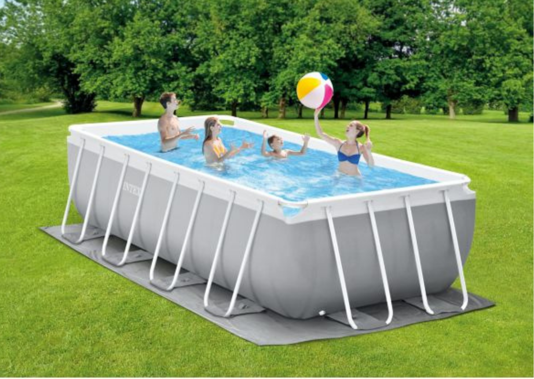 Intex 16Ft X 8Ft X 42In Prism Metal Frame Rectangular Pool