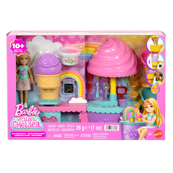 Barbie Club Chelsea Ice Cream Shop Playset With Chelsea Doll, 2 Dough Colors, And Accessories