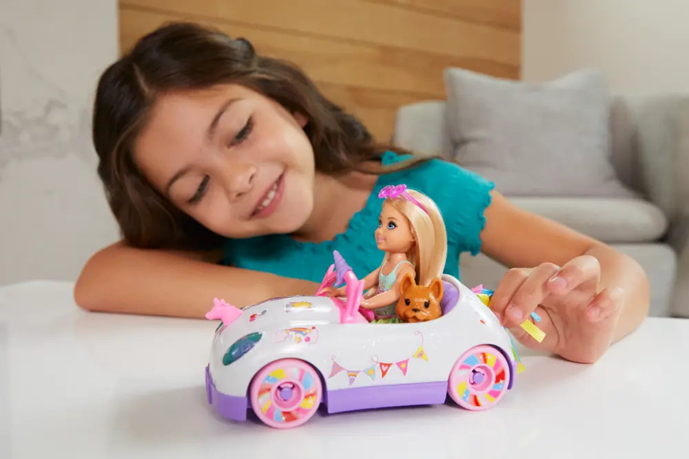 Barbie Chelsea Doll With Unicorn-Themed Car Toy