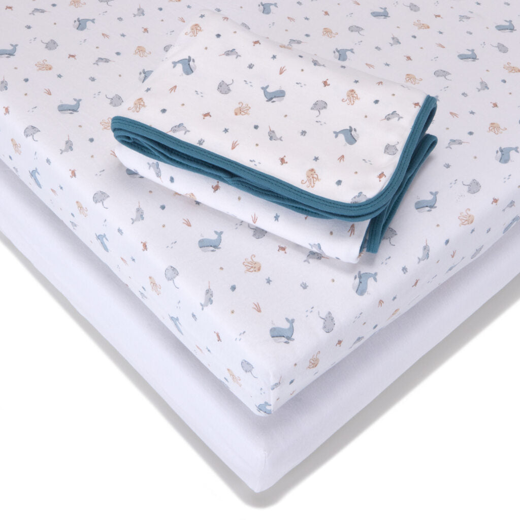 Baby Elegance Cot Bed Bedding Under The Sea Set- 70 X 140Cm - 4Pcs