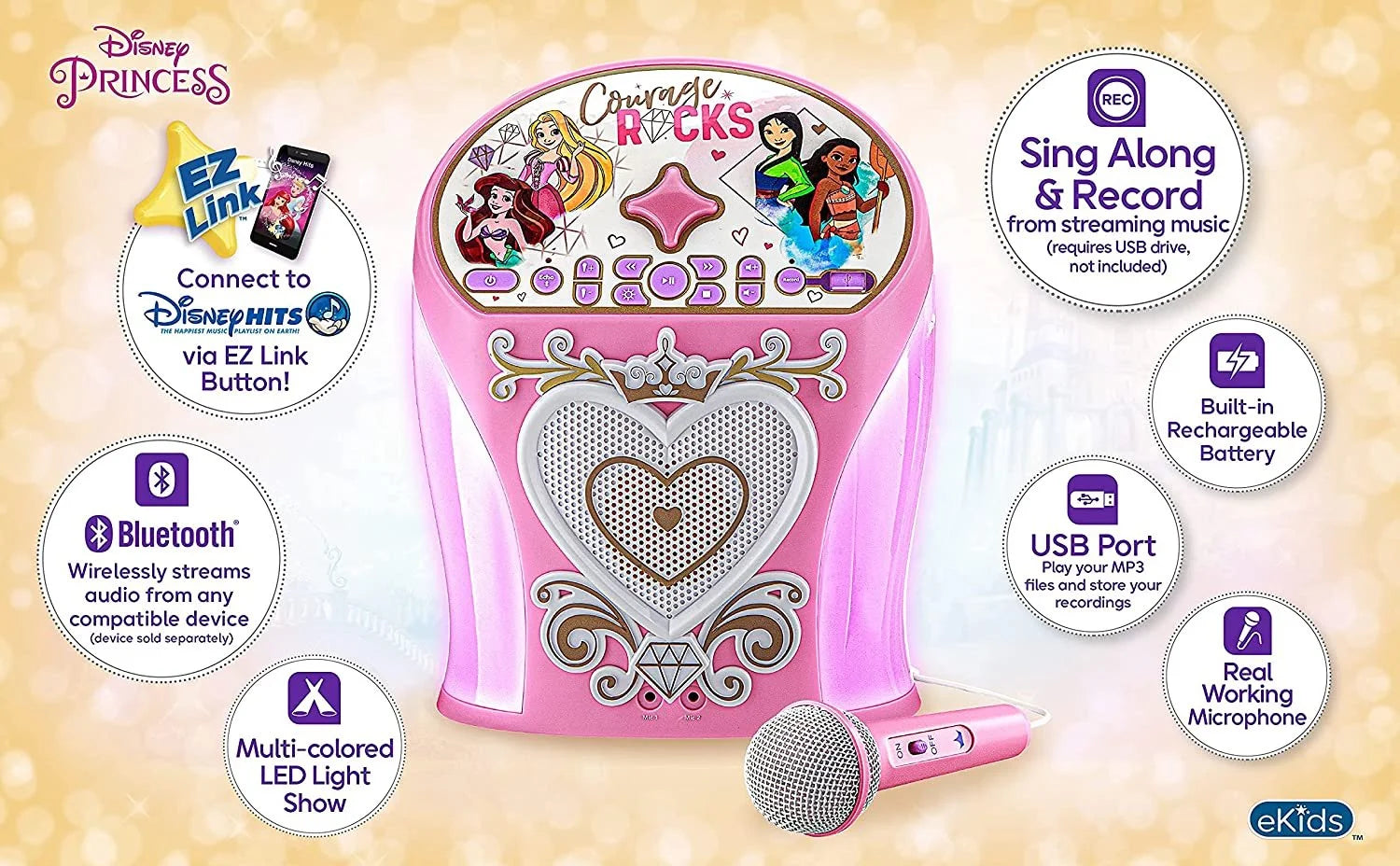 Disney Princess Ez Link Bluetooth Karaoke Machine