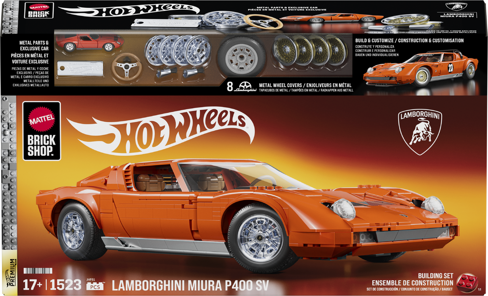 Mattel Brick Shop Hot Wheels Premium Series '71 Lamborghini Miura P400 Sv Building Set