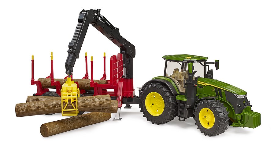 Bruder John Deere 7R 350 With Forestry Trailer & 4 Trunks