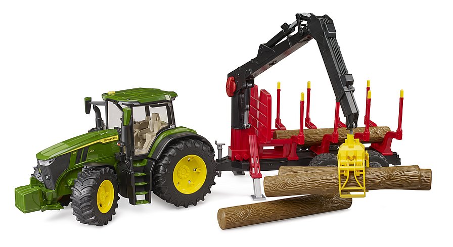 Bruder John Deere 7R 350 With Forestry Trailer & 4 Trunks
