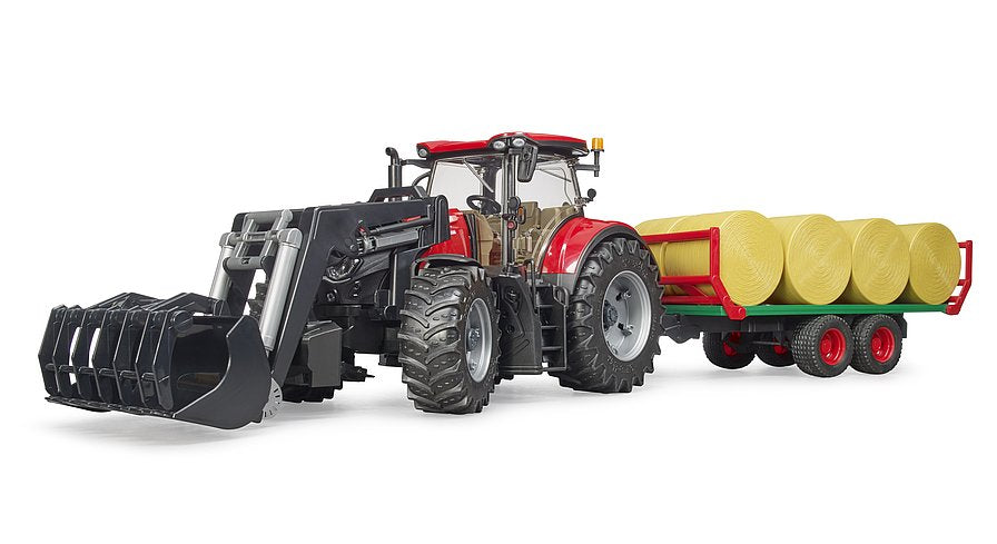 Bruder Case Ih With Frontloader, Trailer & 8 Bales