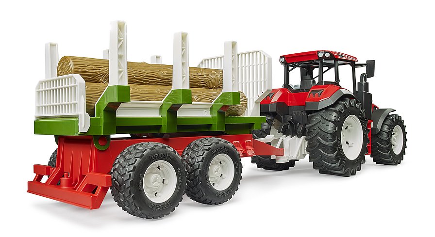 Bruder Roadmax Tractor With Forwarding Trailer & Tree Trunks