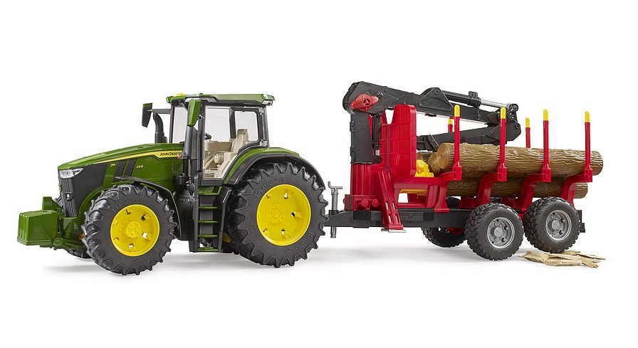 Bruder John Deere 7R 350 With Forestry Trailer & 4 Trunks