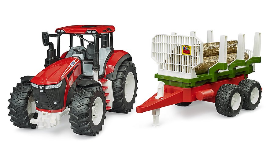 Bruder Roadmax Tractor With Forwarding Trailer & Tree Trunks