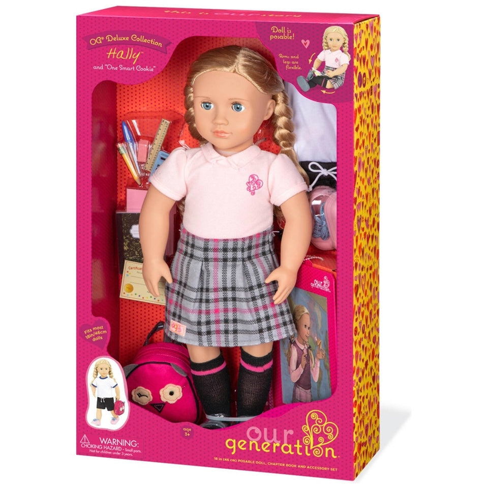 Our Generation Deluxe Poseable School Doll & Book Hally