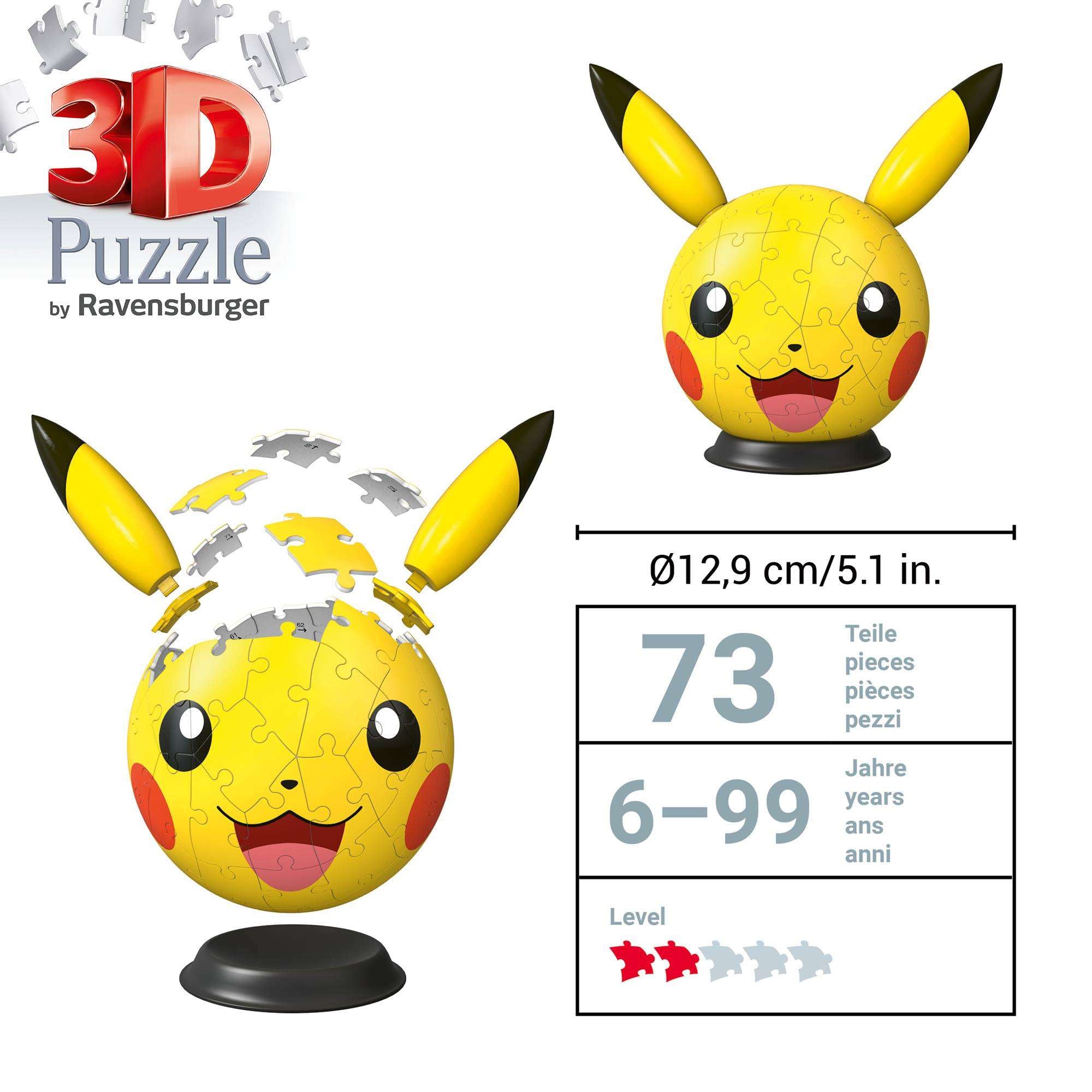 Ravensburger Pokemon Pikachu With Ears 72 Piece 3D Jigsaw Puzzle