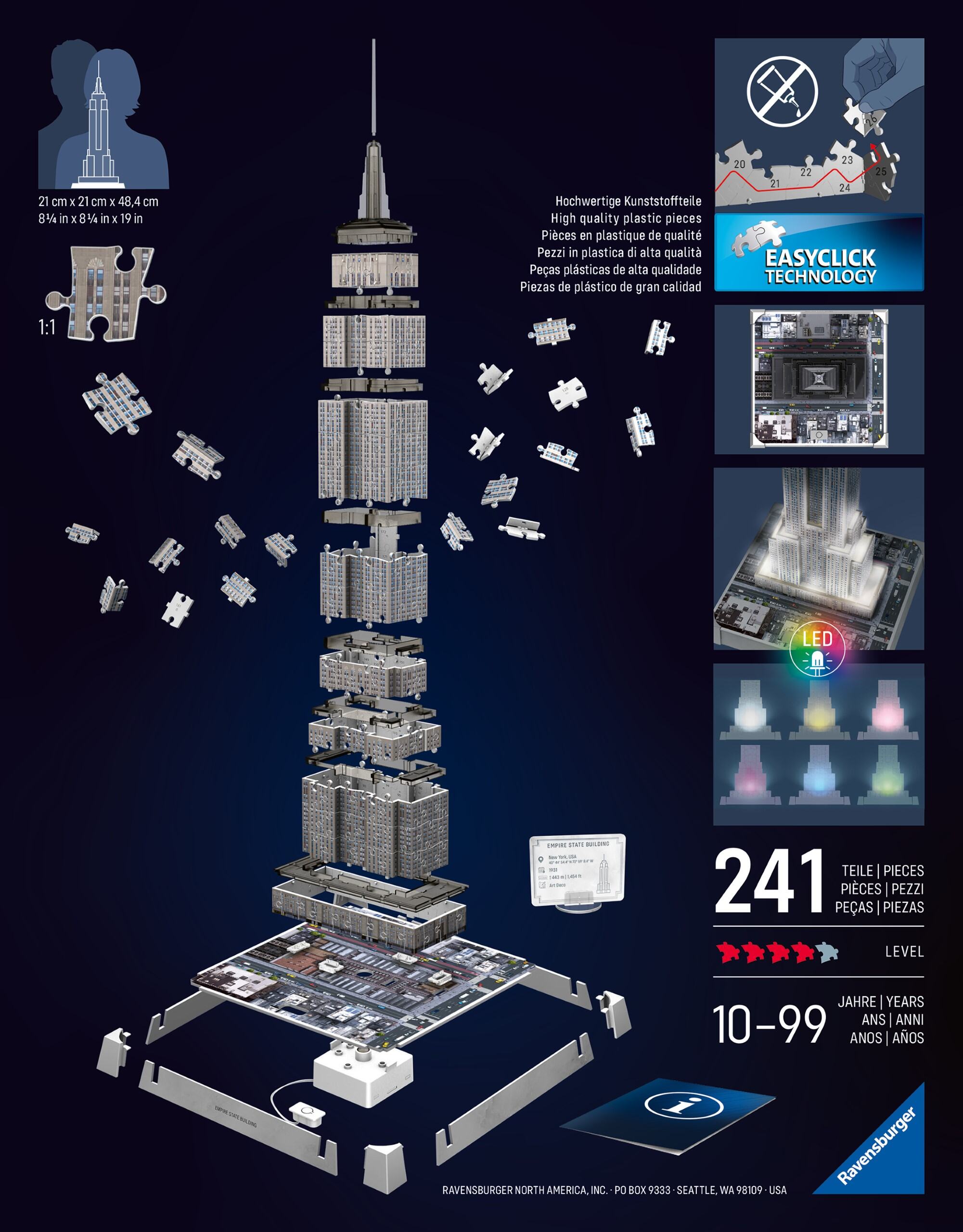 Ravensburger Iconics Empire State Building - Light Up 216 Piece 3D Jig