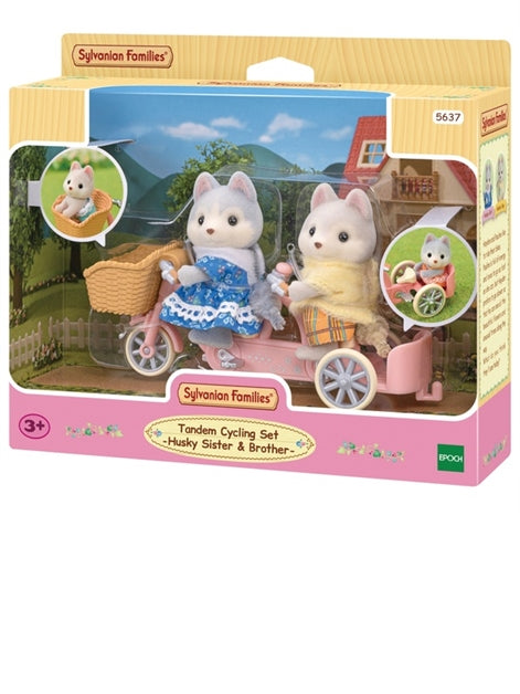 Sylvanian Families Tandem Cycling Set With Husky Brother And Sister