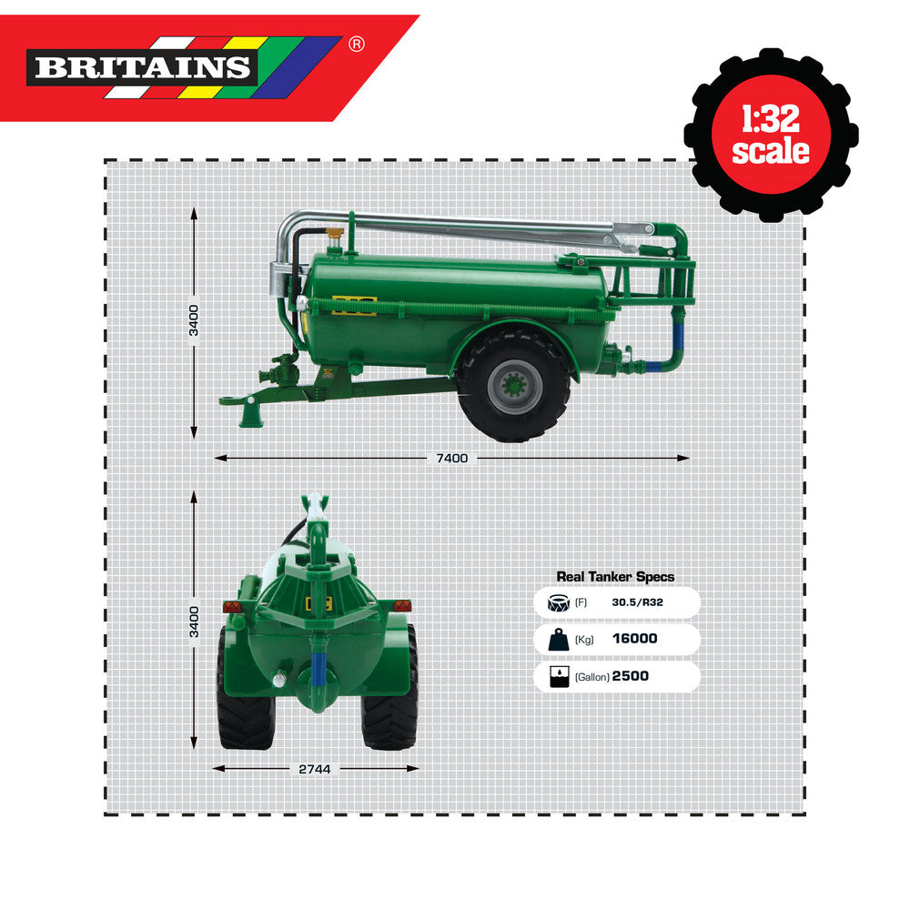 Britains 1:32 Nc Slurry Tanker Green