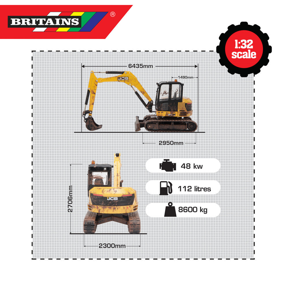 Britains 1:32 Muddy Jcb Midi Excavator