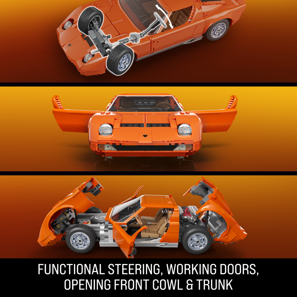 Mattel Brick Shop Hot Wheels Premium Series '71 Lamborghini Miura P400 Sv Building Set