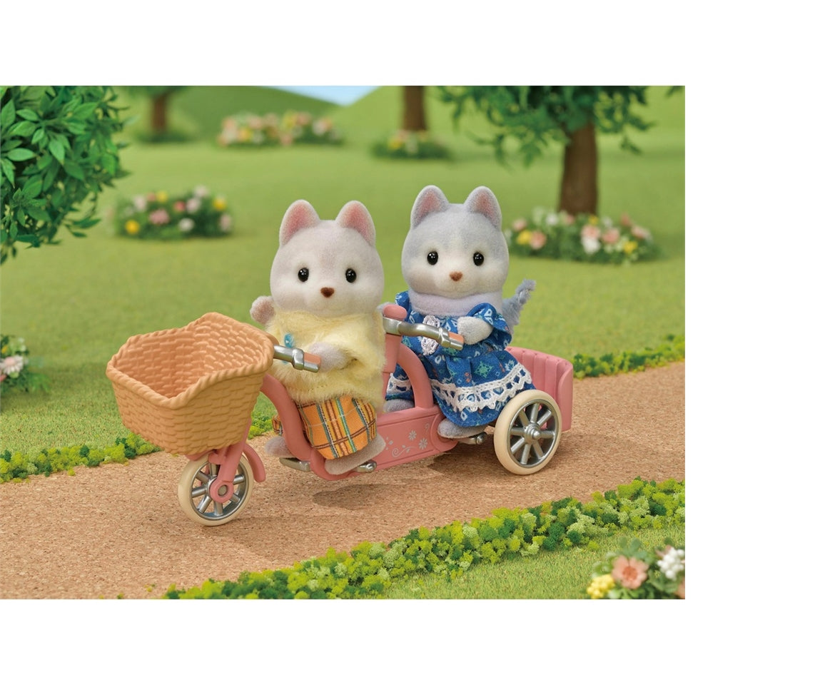Sylvanian Families Tandem Cycling Set With Husky Brother And Sister