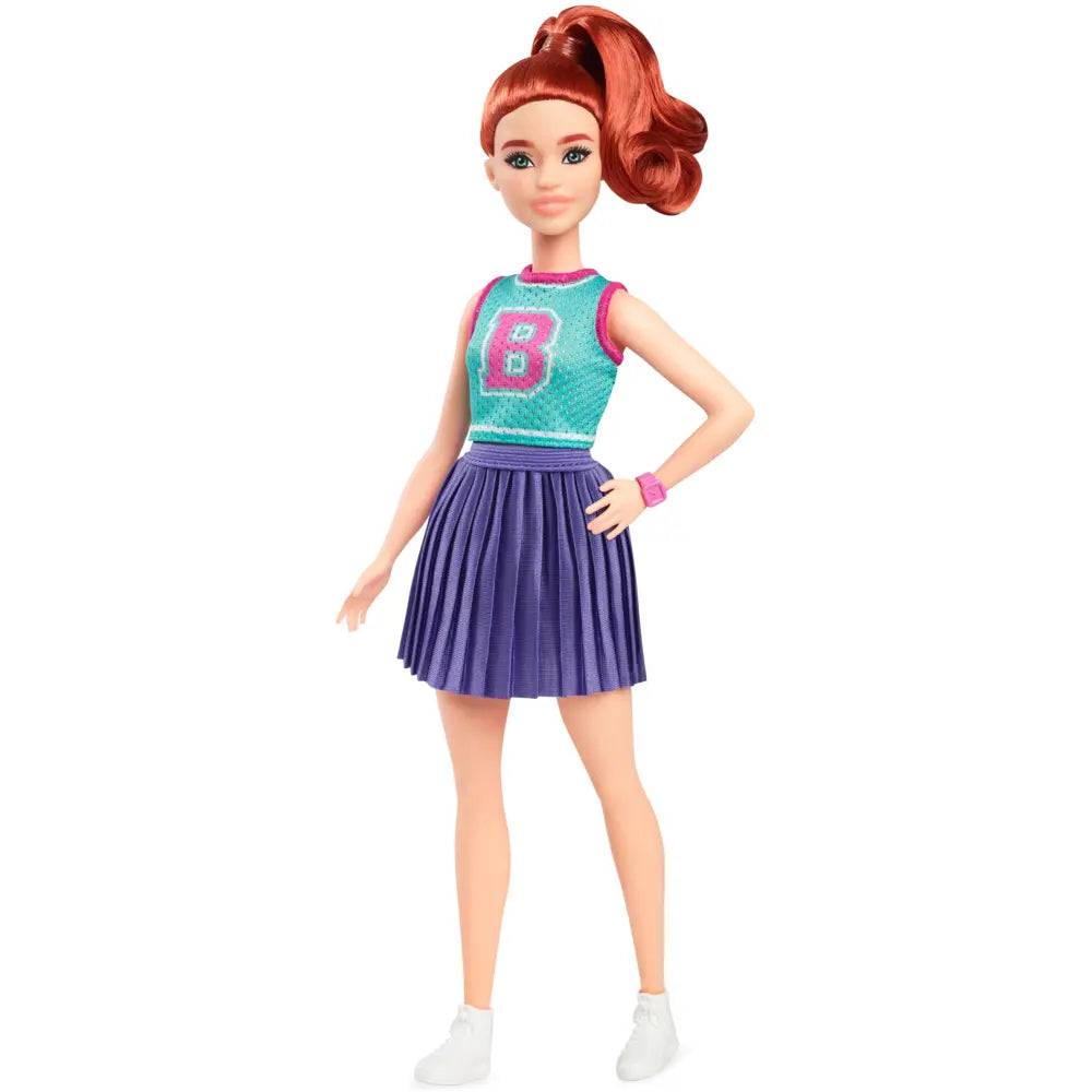 Barbie Fashionistas Doll In Jersey Top And Pleated Purple Skirt, Red Hair