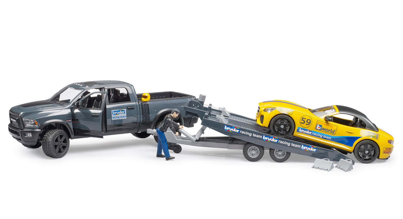 Bruder Ram 2500 Power Wagon And Bruder Roadster Racing Team