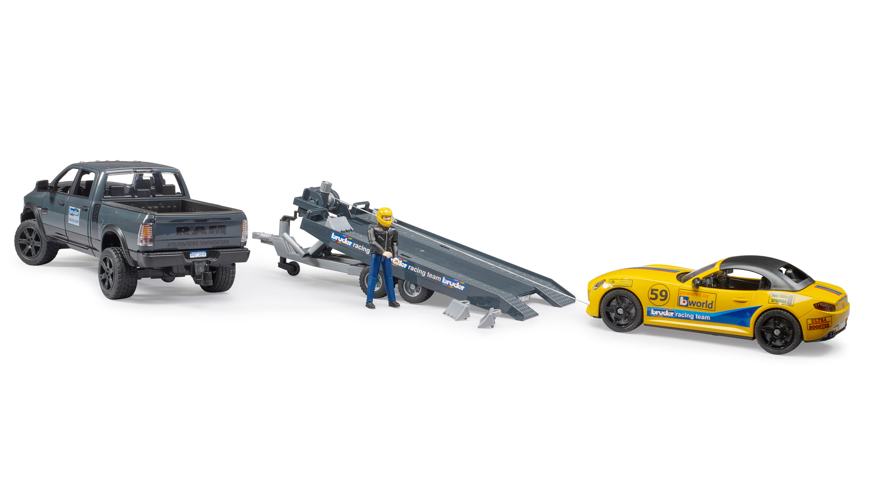 Bruder Ram 2500 Power Wagon And Bruder Roadster Racing Team