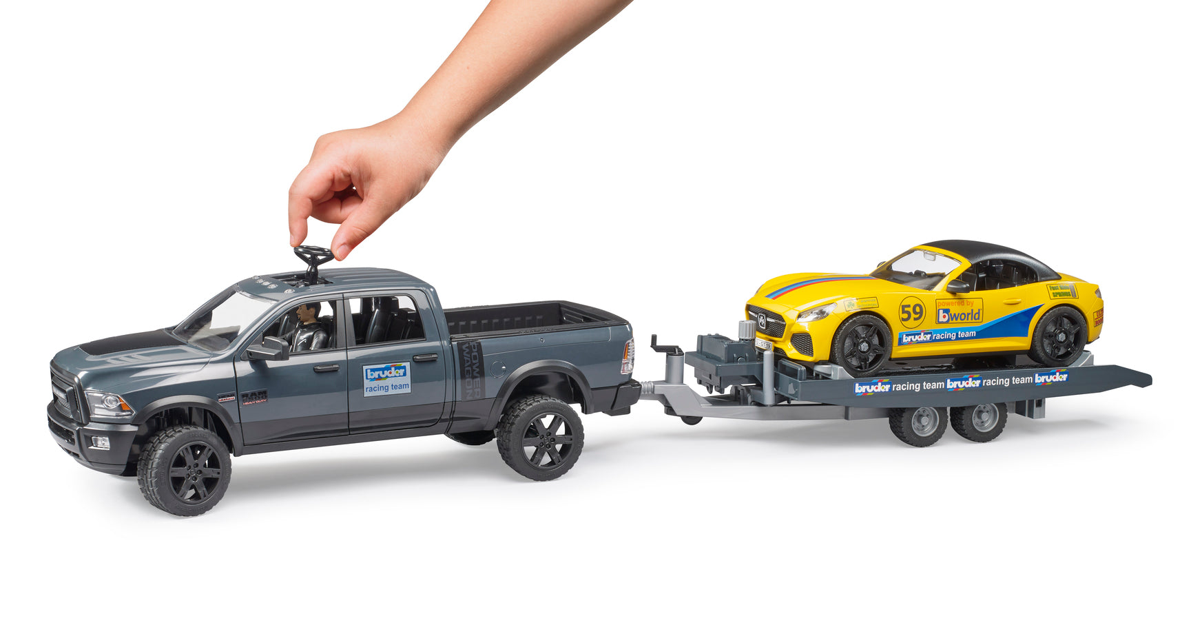 Bruder Ram 2500 Power Wagon And Bruder Roadster Racing Team