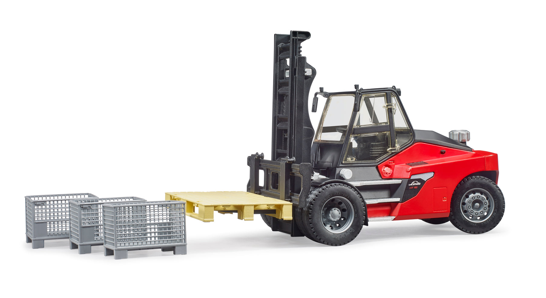 Bruder Linde Ht160 Forklift With Pallet & 3 Pallet Cages