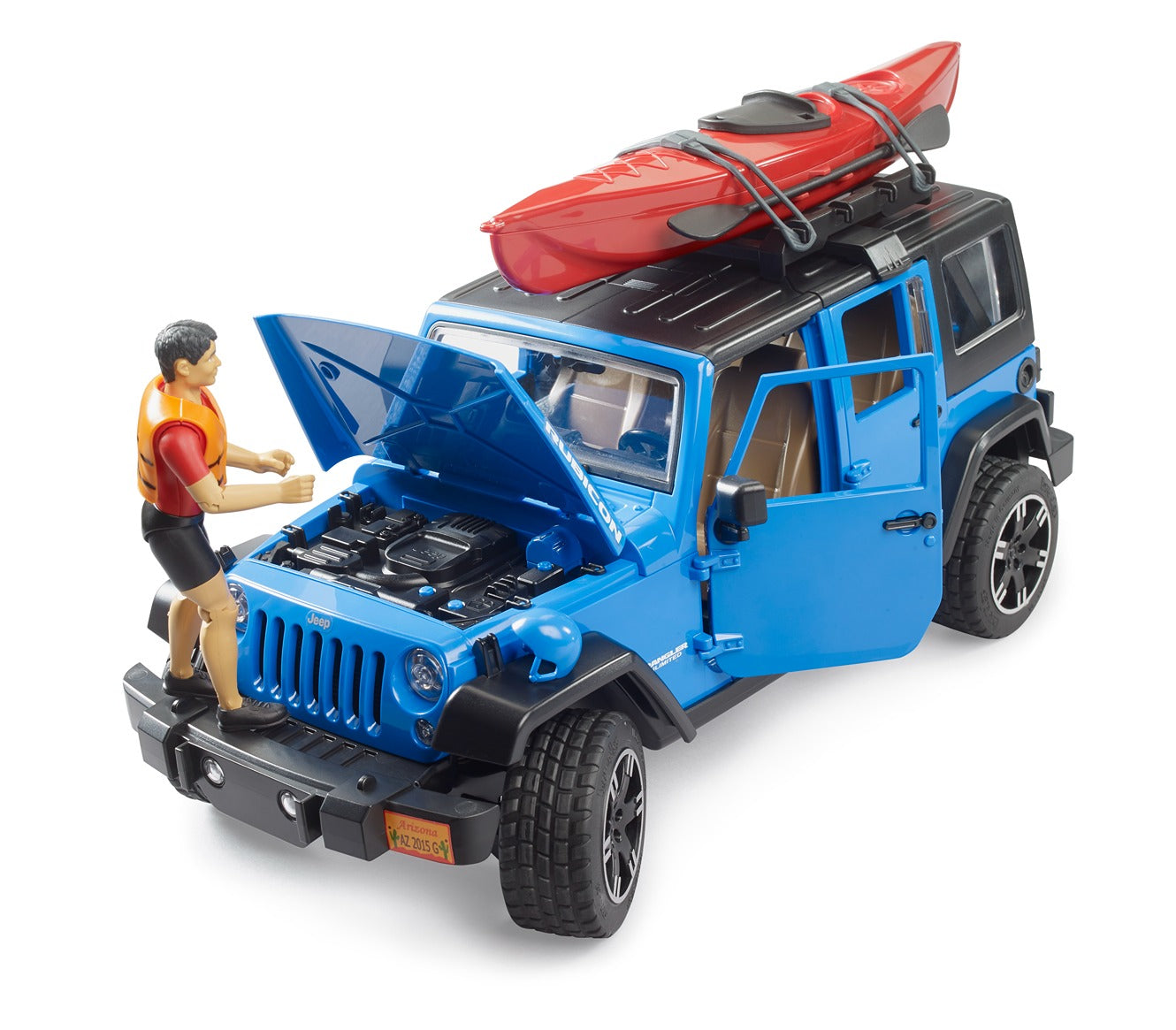 Bruder 1:16 Jeep Wrangler Rubicon With Kayak & Kayaker