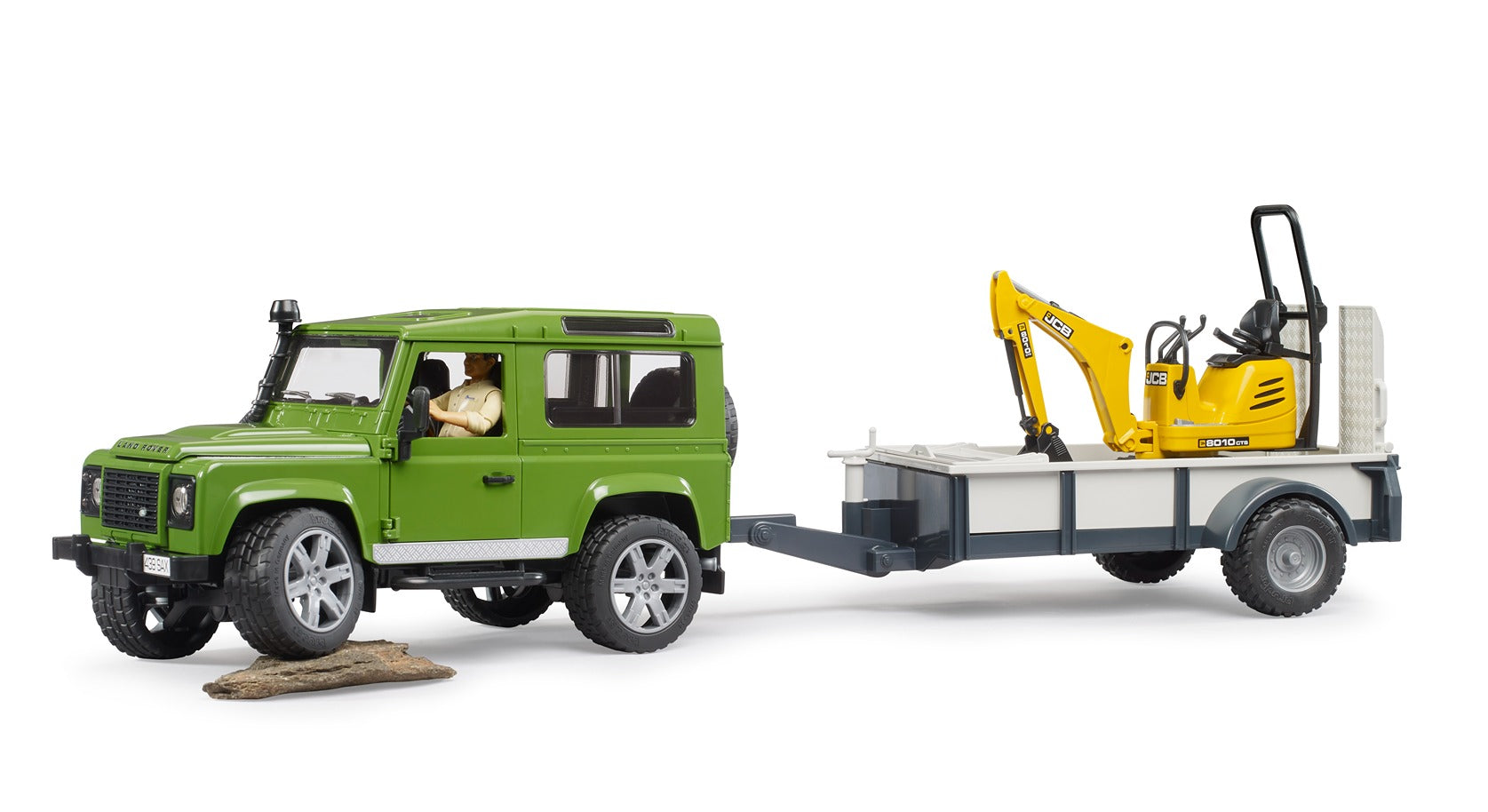 Bruder 1:16 Landrover With Trailer & Jcb Excavator