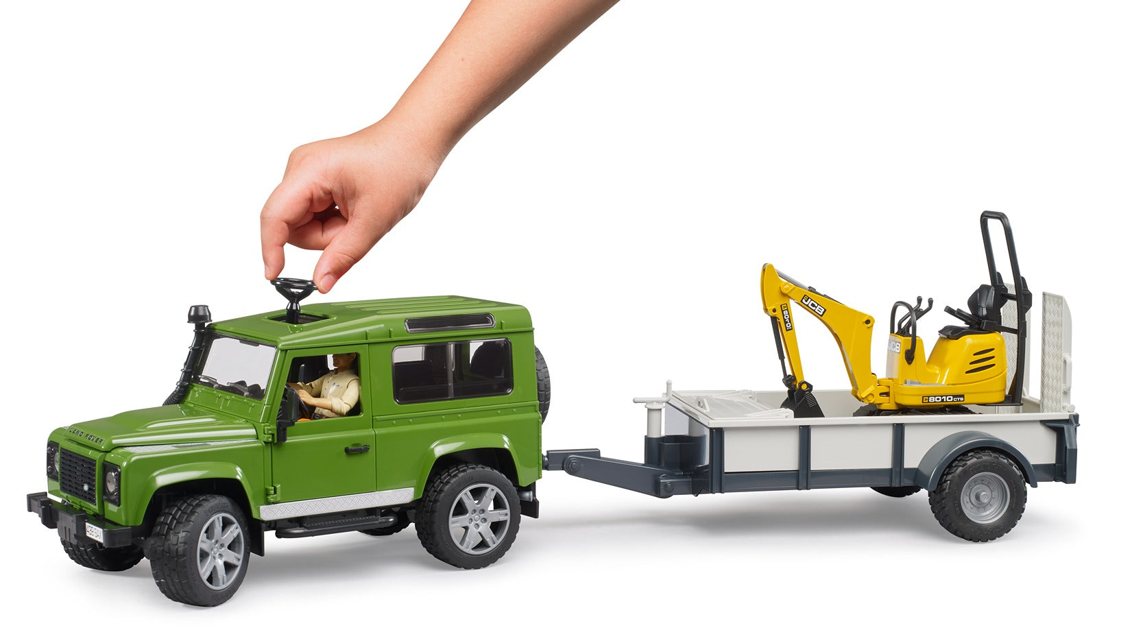 Bruder 1:16 Landrover With Trailer & Jcb Excavator