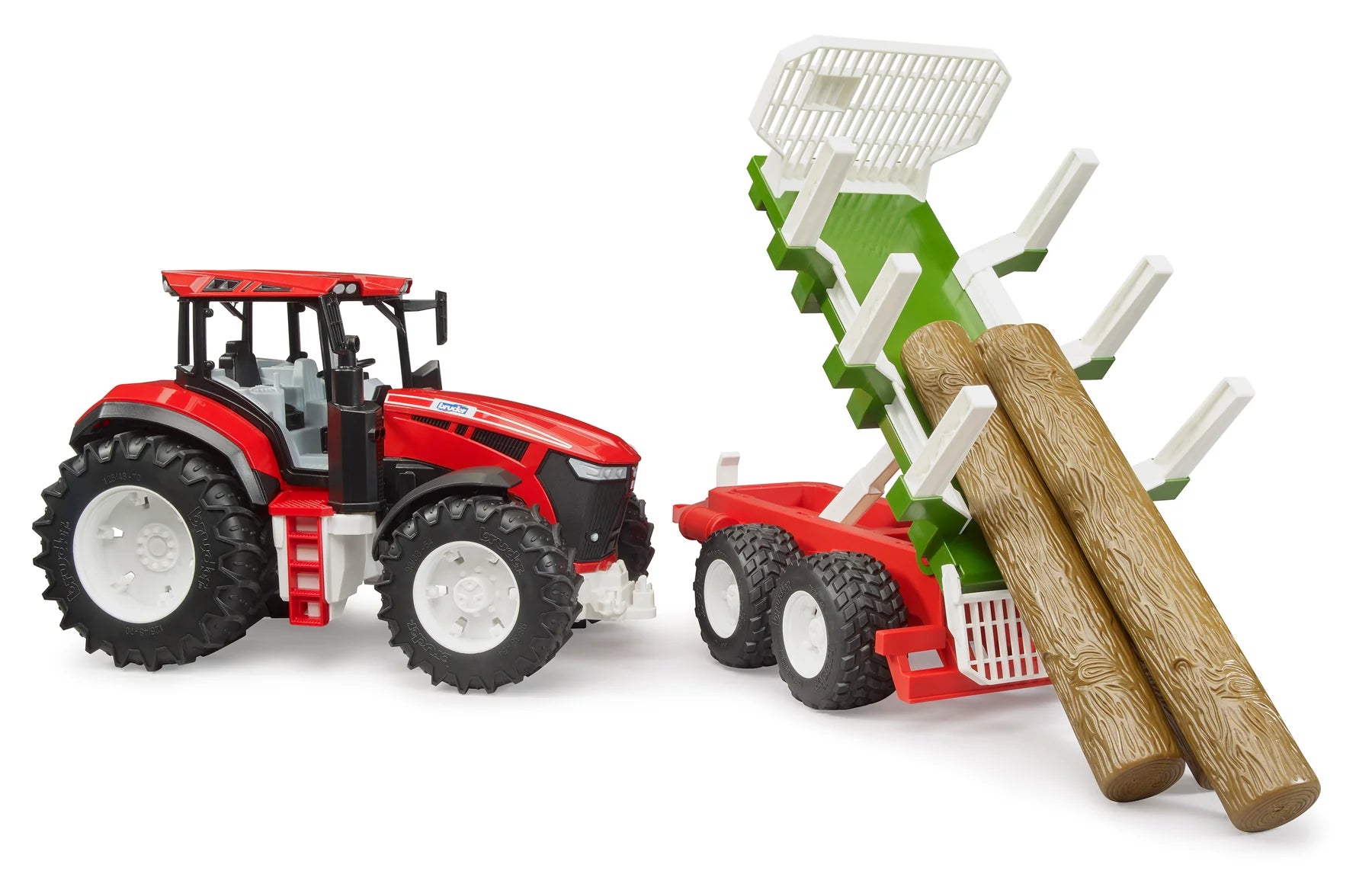 Bruder Roadmax Tractor With Forwarding Trailer & Tree Trunks