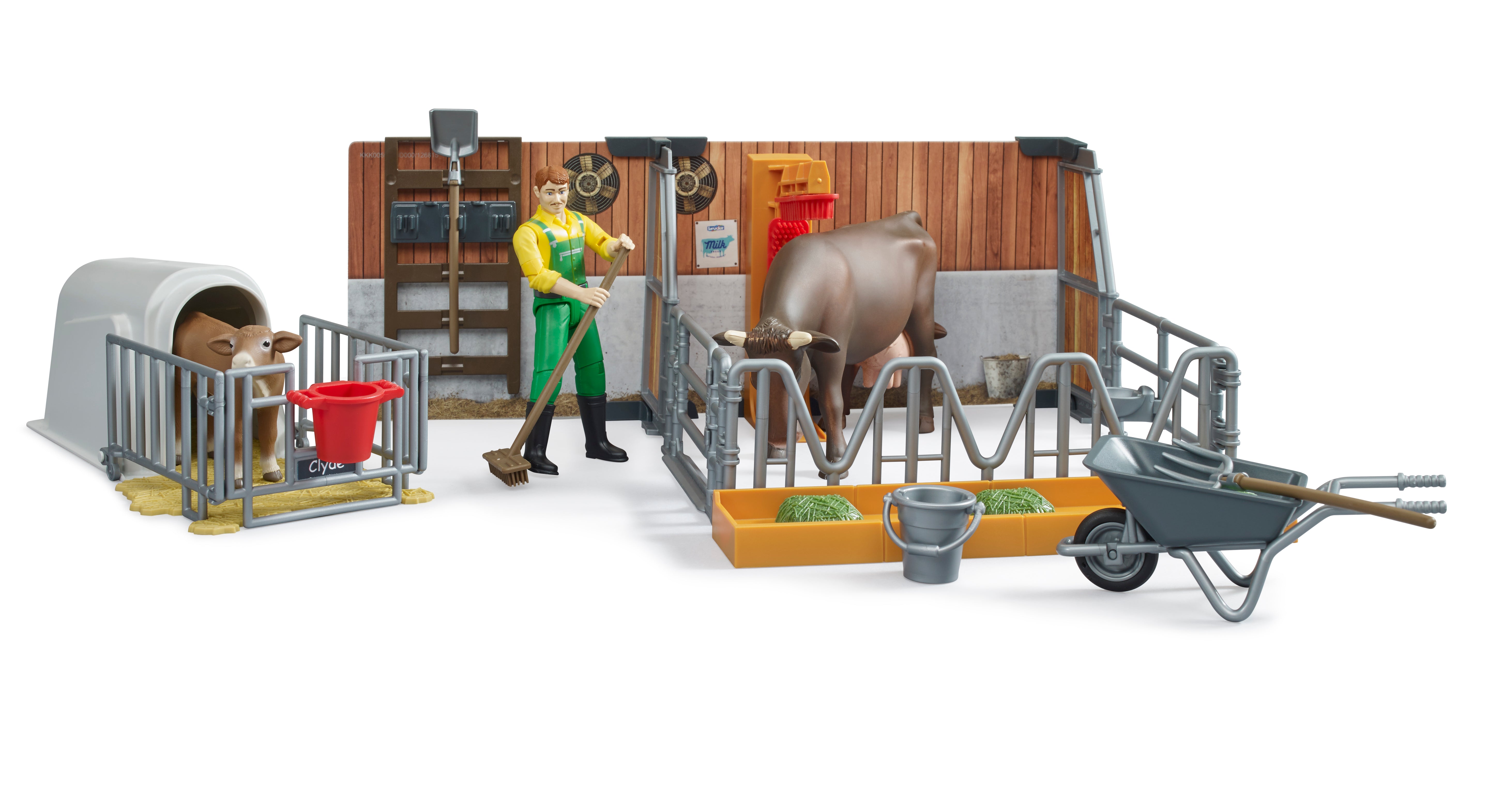 Bruder Bworld Cow & Calf Barn With Farmer