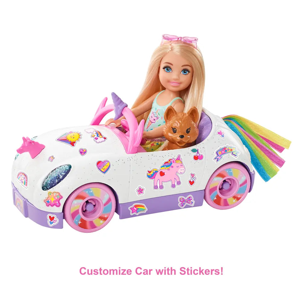 Barbie Chelsea Doll With Unicorn-Themed Car Toy
