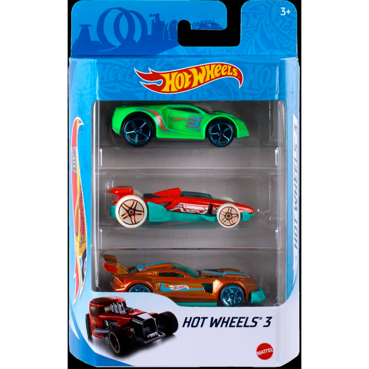 Hot Wheels 1:64 Scale Toy Cars & Trucks, 3-Pack Assortment