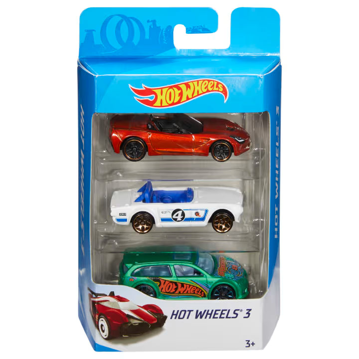 Hot Wheels 1:64 Scale Toy Cars & Trucks, 3-Pack Assortment
