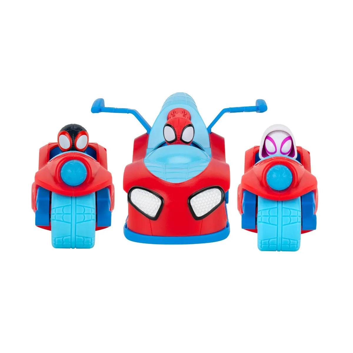 Marvel Spidey And His Amazing Friends Spidey Team Split Racer - 8.5-Inch Three-In-One Vehicle With Web Darts, Sound Effects, And Phrases