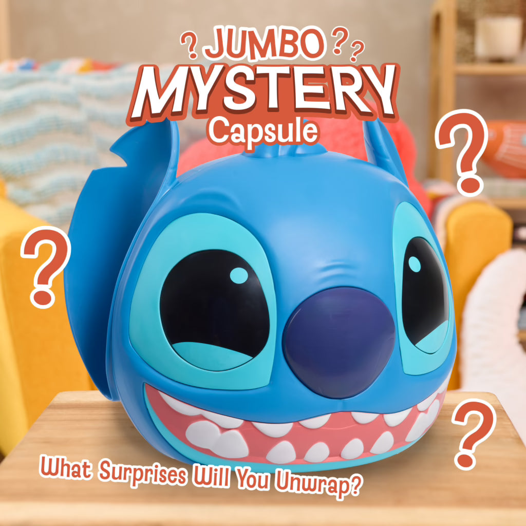 Disney Stitch 23 Cm Jumbo Mystery Capsule, Surprise Toy Capsule With 10 Toys & Activities