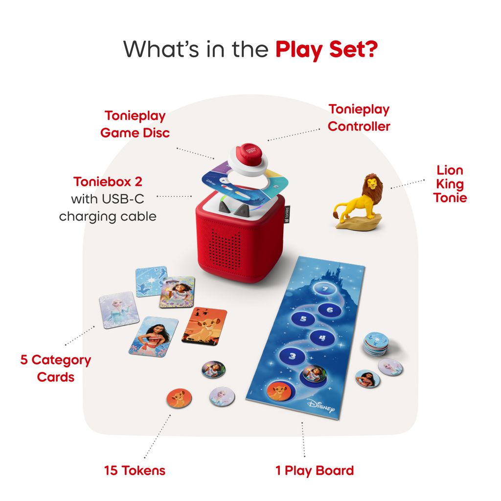 Tonies Toniebox 2  Full Play Set In Sunset Red With Lion King Tonie Figure