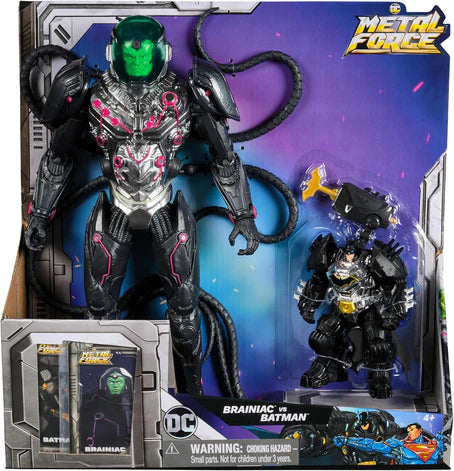 Dc Comics, Metal Force Brainiac Vs. Batman Action Figure Pack, 12-Inch Extra Large Brainiac, Exclusive 4-Inch Batman Figure