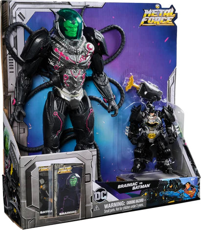 Dc Comics, Metal Force Brainiac Vs. Batman Action Figure Pack, 12-Inch Extra Large Brainiac, Exclusive 4-Inch Batman Figure