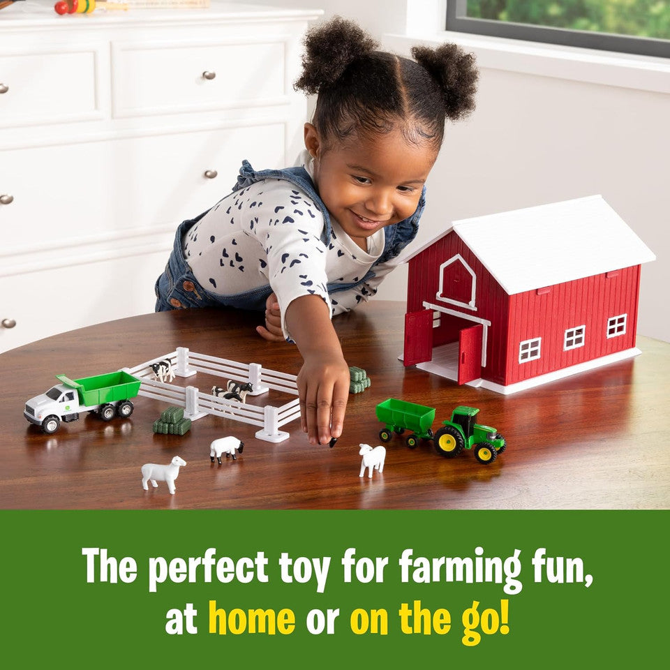 John Deere 1:64 Scale 24 Piece Farm Playset With On-The-Go Barn