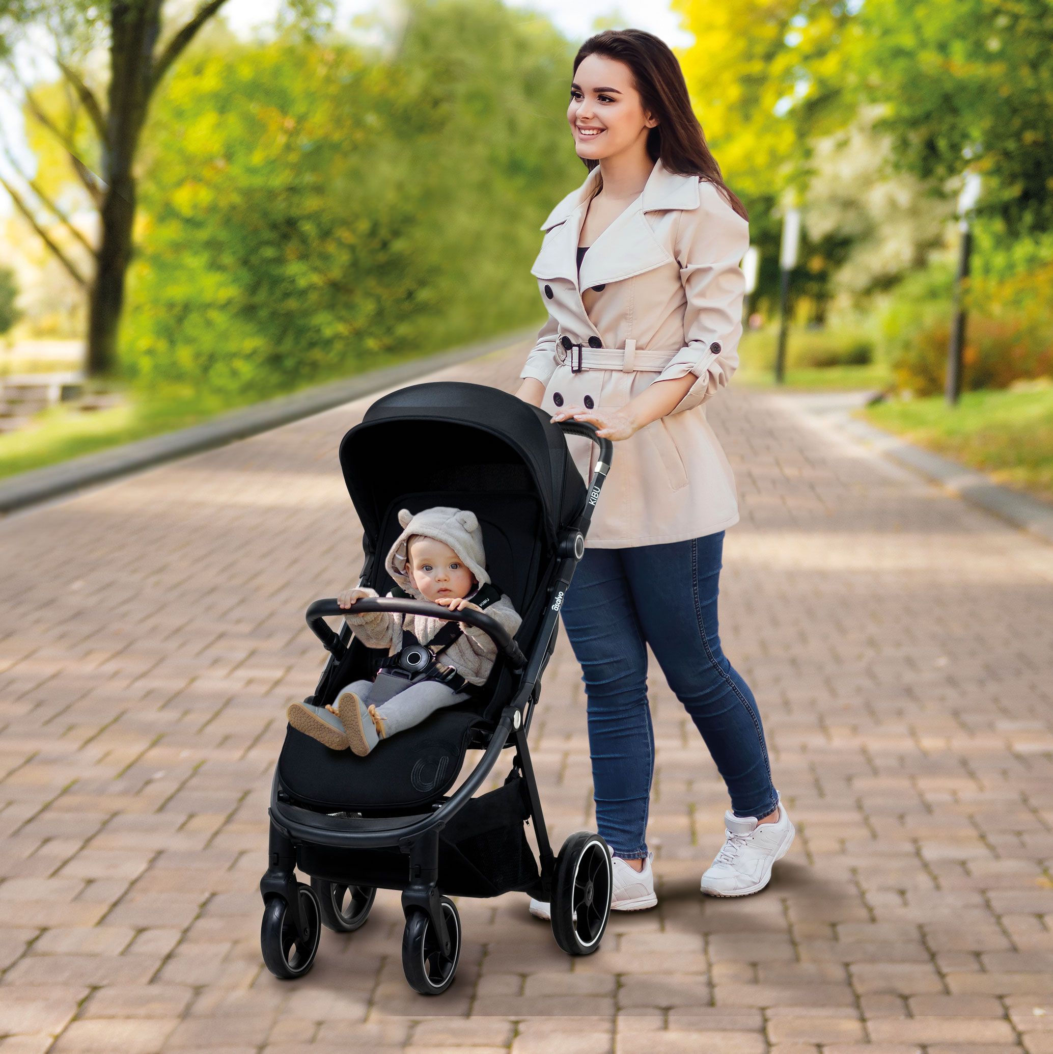 Asalvo Kibu Lightweight Stroller (Birth To 22 Kg) - Black